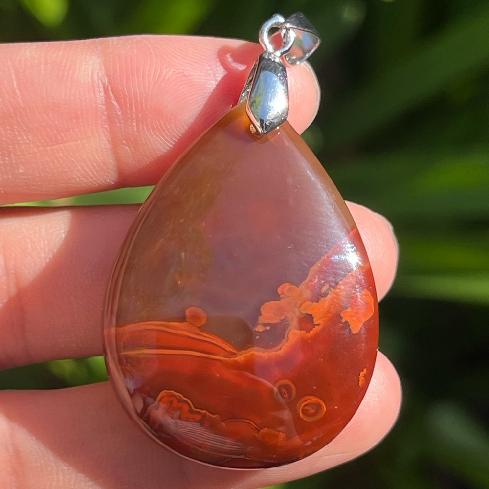 Sterling silver 925 stamped South agate pendant 0195